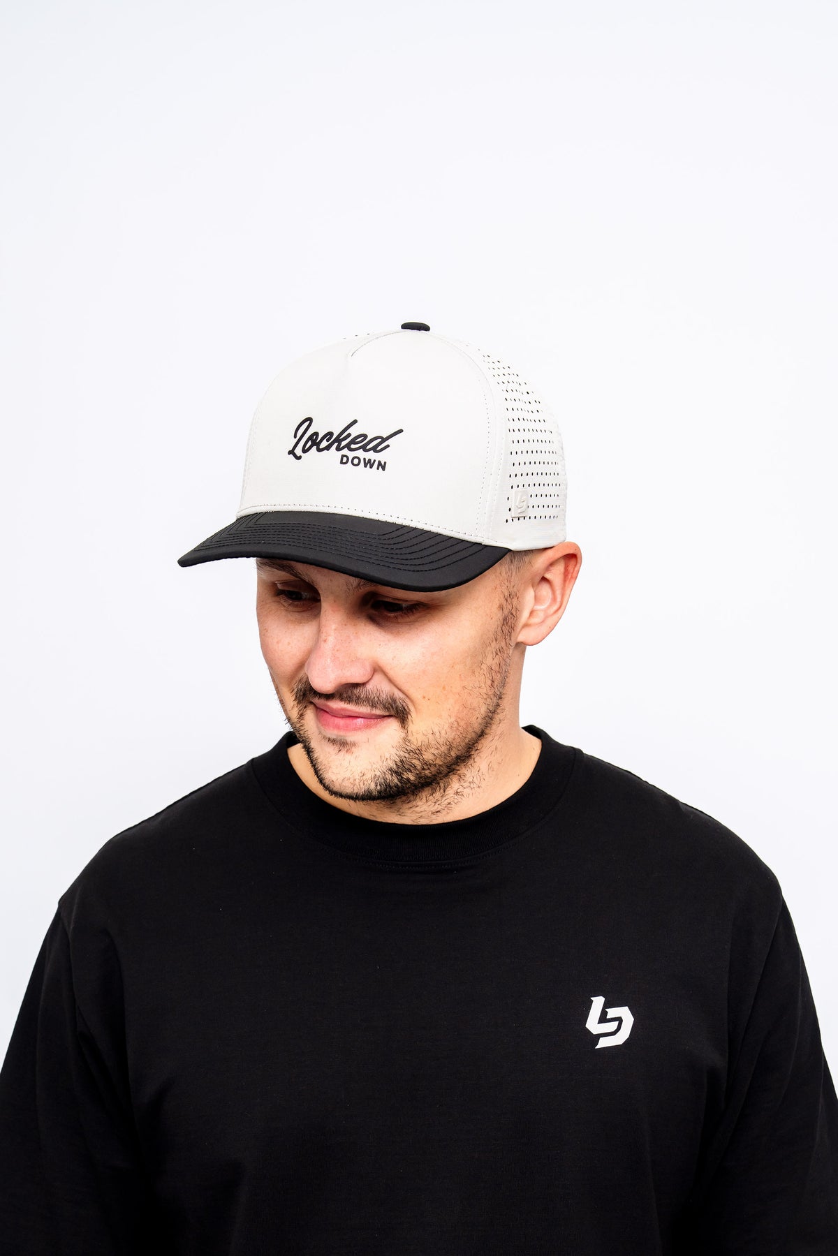 Locked Down Brands Premium Water Resistant Flow ICON Snapback - Cream/Black