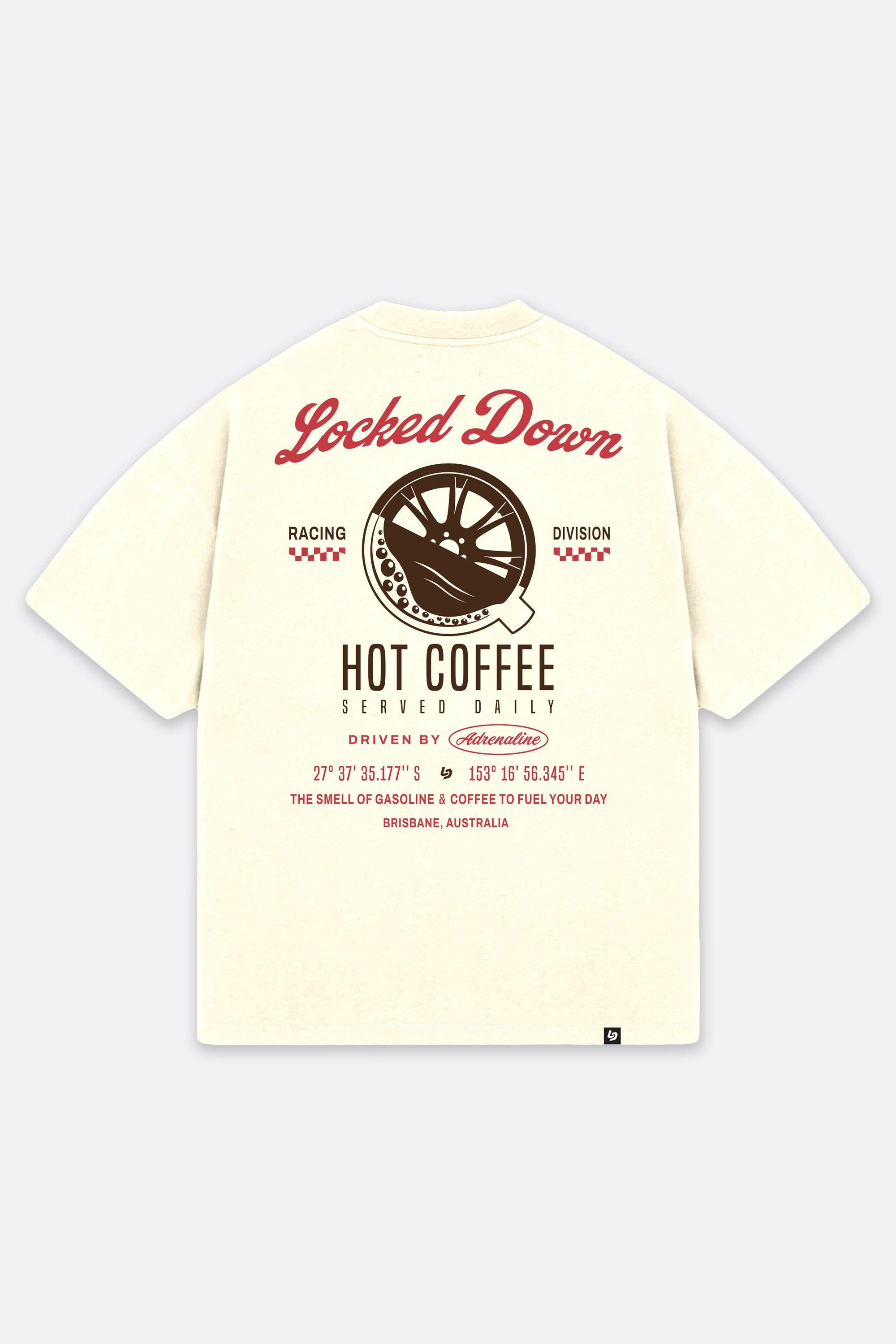 Locked Down Brands Premium Oversized Gasoline Tee - Vanilla