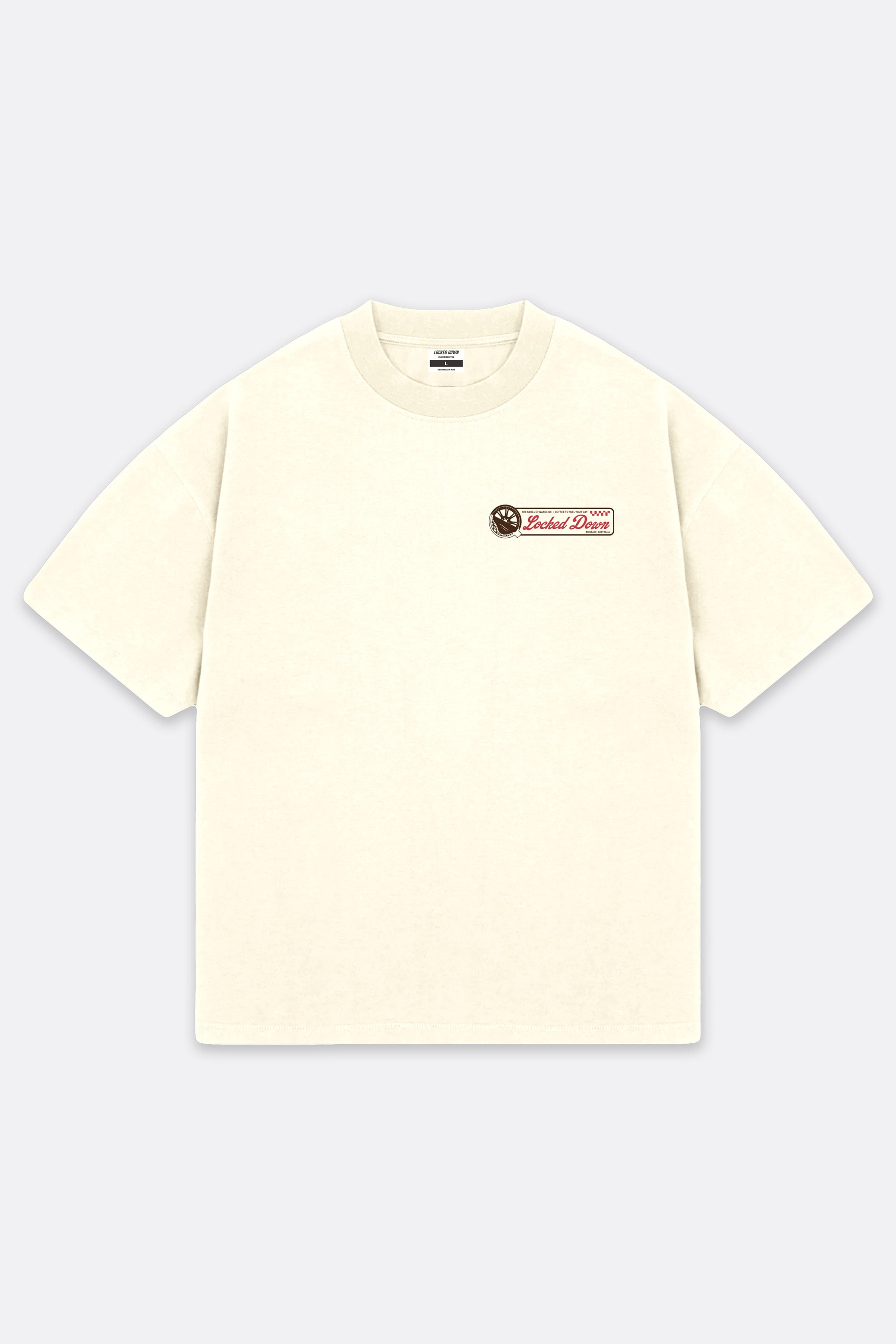 Locked Down Brands Premium Oversized Gasoline Tee - Vanilla