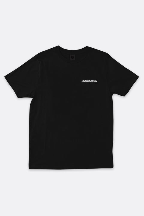 Locked Down Brands Premium Cotton Graphic T-Shirt - Black | Front Render View