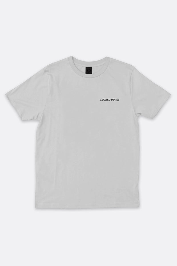 Locked Down Brands Premium Cotton Graphic T-Shirt - Stone Grey | Front Render View