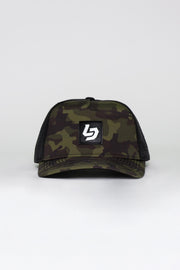 Locked Down Brands Premium Water Resistant ICON LD Snapback - Green Camo | Front View