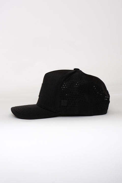Locked Down Brands Premium Water Resistant ICON LD Snapback - Blackout | Side View