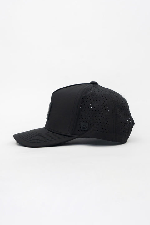Locked Down Brands Premium Water Resistant ICON LD Snapback - Blackout | Side View