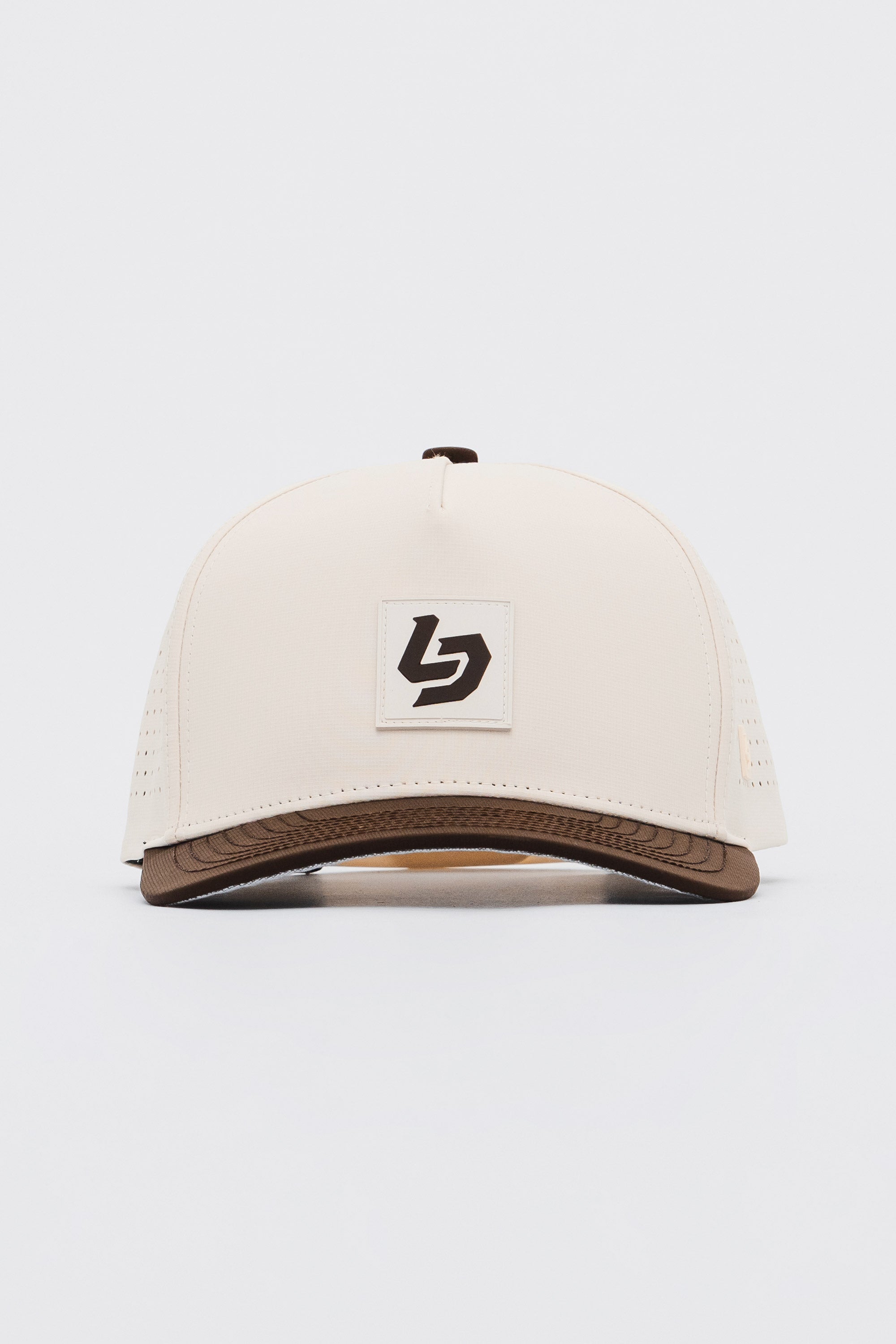 Locked Down Brands Premium Water Resistant ICON LD Snapback - Cream/Coffee Brown