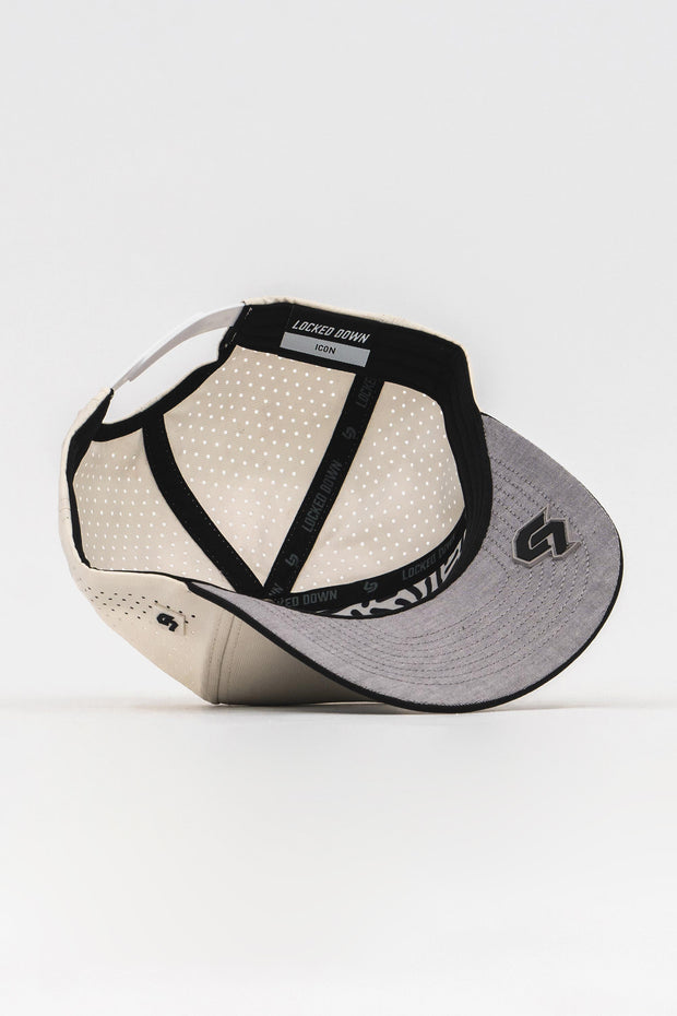 Locked Down Brands Premium Water Resistant ICON LD Snapback - Cream/Black