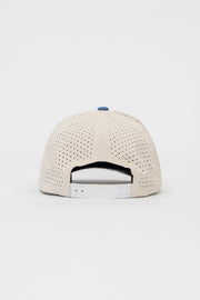 Locked Down Brands Premium Water Resistant ICON LD Snapback - Cream/Blue | Back View