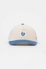 Locked Down Brands Premium Water Resistant ICON LD Snapback - Cream/Blue | Front View