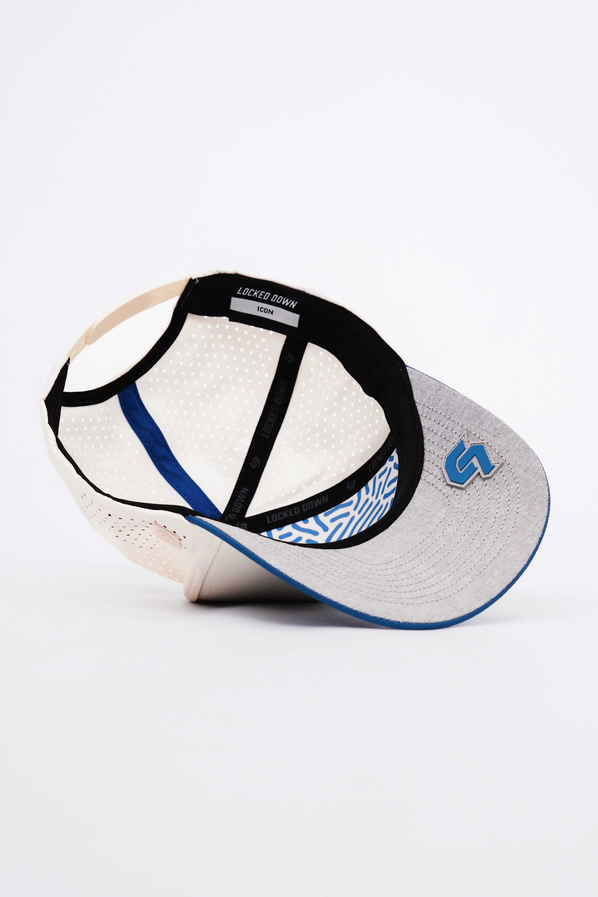 Locked Down Brands Premium Water Resistant ICON LD Snapback - Cream/Blue
