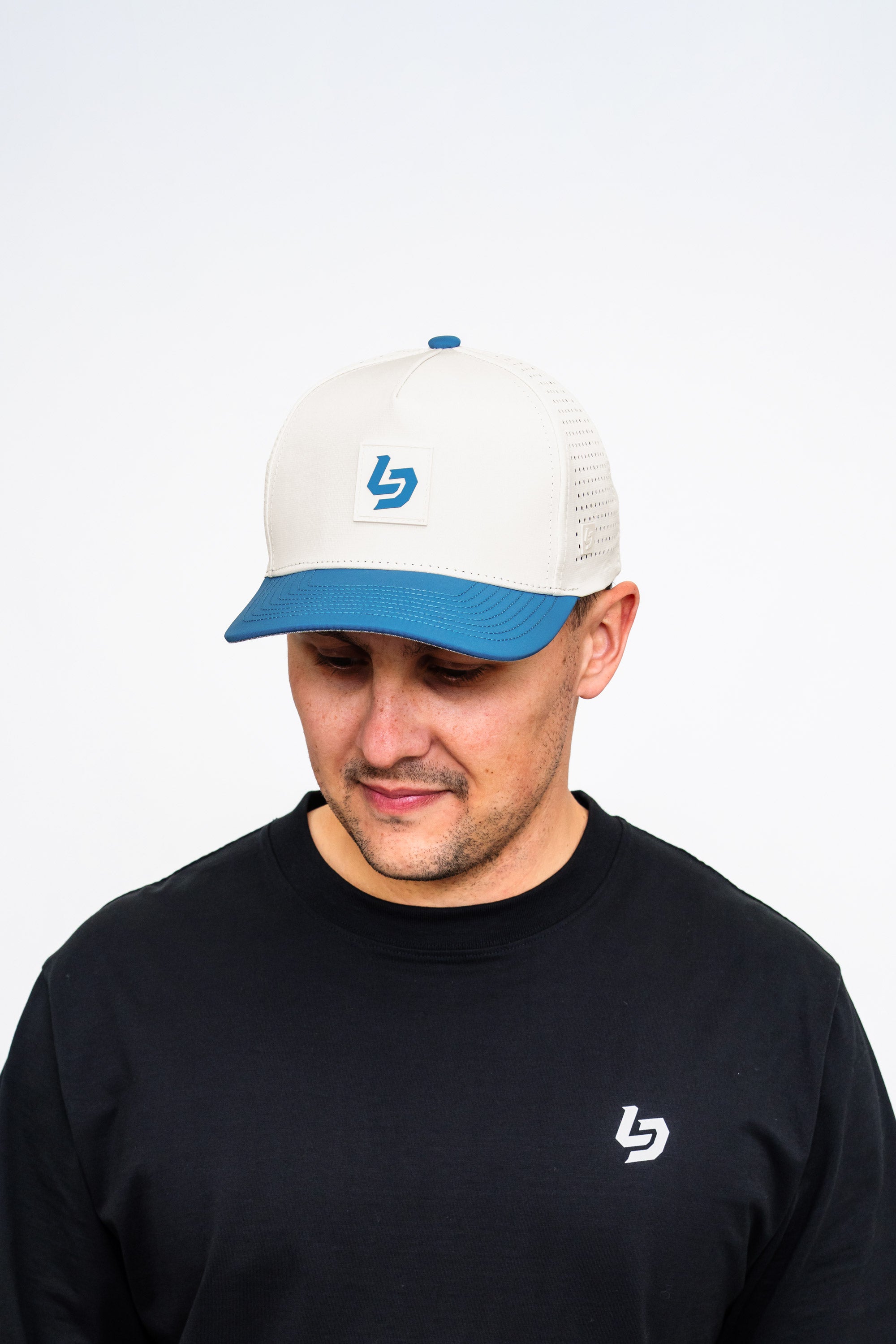 Locked Down Brands Premium Water Resistant ICON LD Snapback - Cream/Blue
