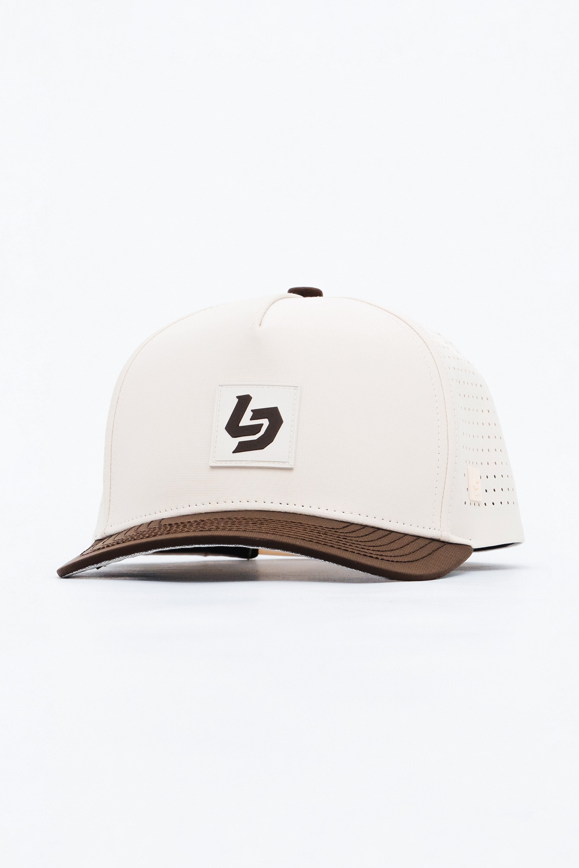 Locked Down Brands Premium Water Resistant ICON LD Snapback - Cream/Coffee Brown