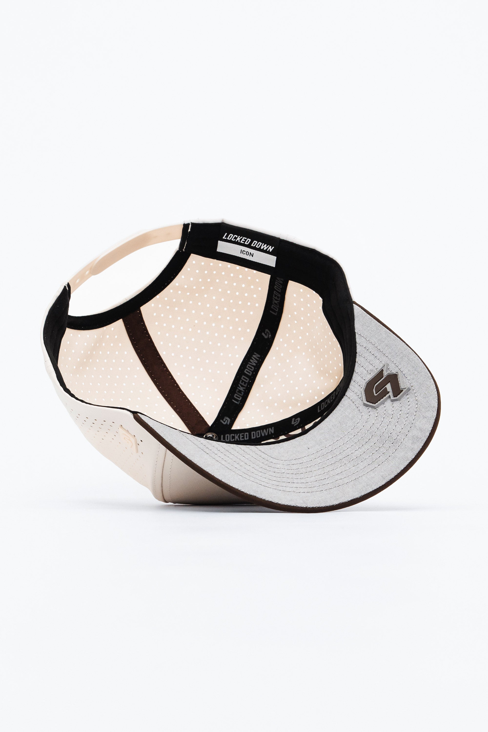 Locked Down Brands Premium Water Resistant ICON LD Snapback - Cream/Coffee Brown