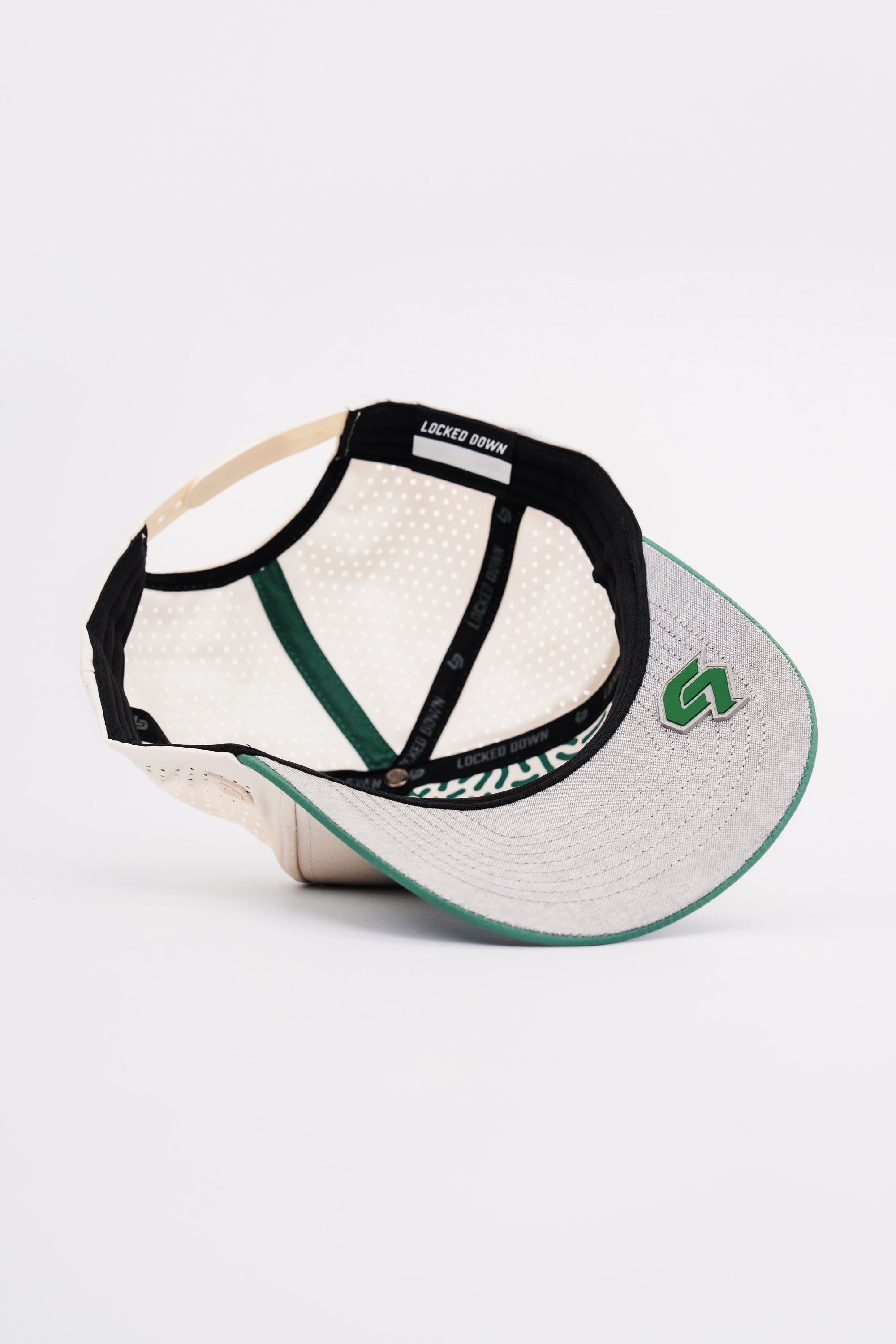 Locked Down Brands Premium Water Resistant ICON LD Snapback - Cream/Green