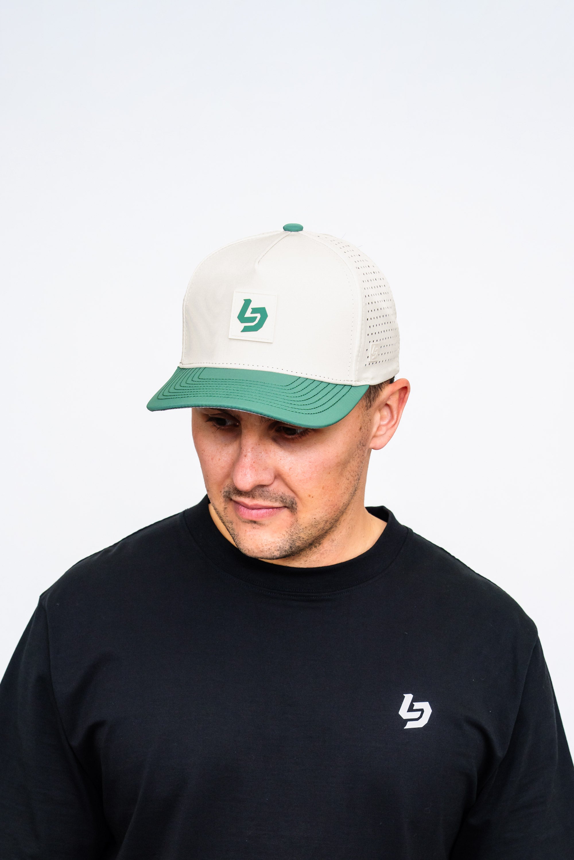 Locked Down Brands Premium Water Resistant ICON LD Snapback - Cream/Green