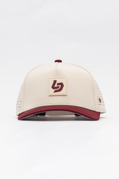 Locked Down Brands Premium Water Resistant ICON LD Snapback - Cream/Maroon