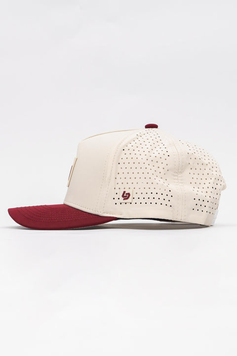 Locked Down Brands Premium Water Resistant ICON LD Snapback - Cream/Maroon