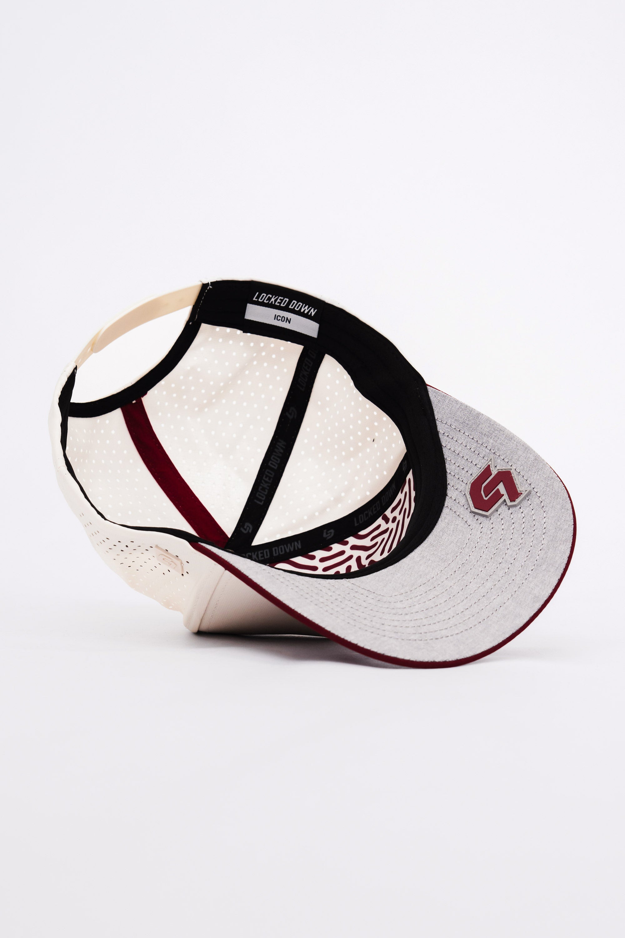 Locked Down Brands Premium Water Resistant ICON LD Snapback - Cream/Maroon