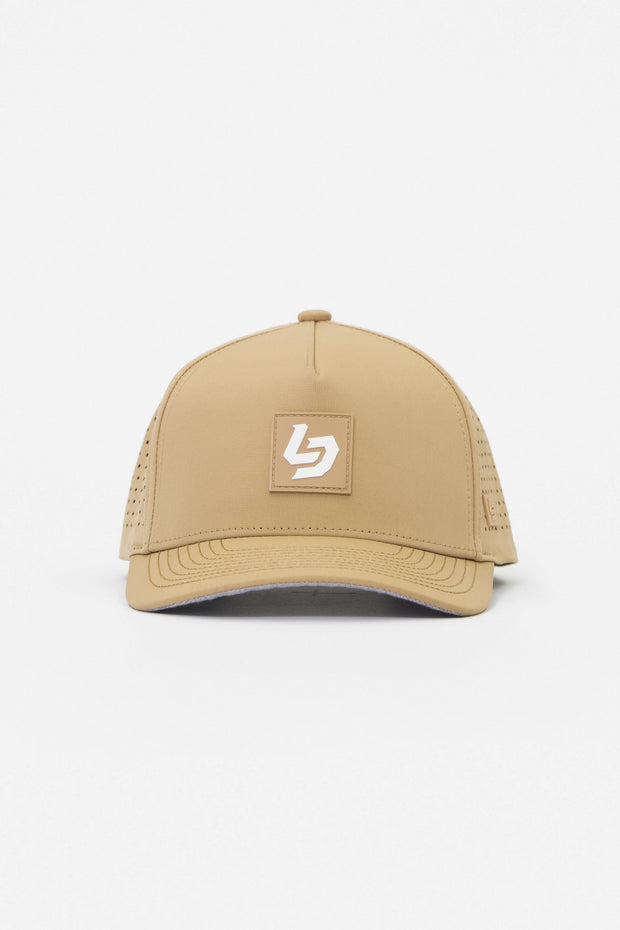 Locked Down Brands Premium Water Resistant ICON LD Snapback - Dune | Front View