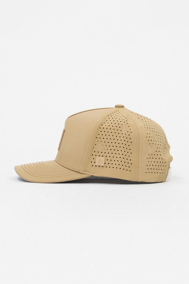Locked Down Brands Premium Water Resistant ICON LD Snapback - Dune | Side View