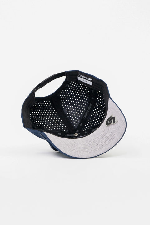 Locked Down Brands Premium Water Resistant ICON LD Snapback - Navy | Under View