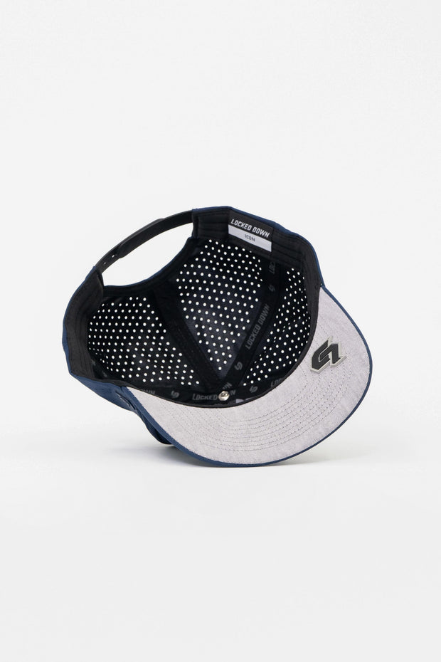 Locked Down Brands Premium Water Resistant ICON LD Snapback - Navy | Under View