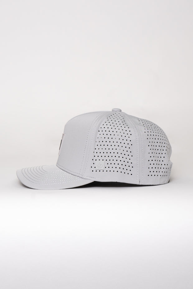 Locked Down Brands Premium Water Resistant ICON LD Snapback - Stone Grey | Side View