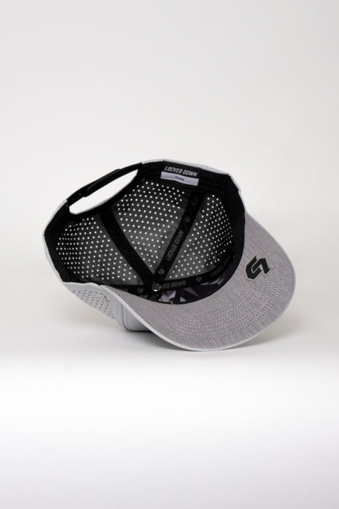 Locked Down Brands Premium Water Resistant ICON LD Snapback - Stone Grey | Under View
