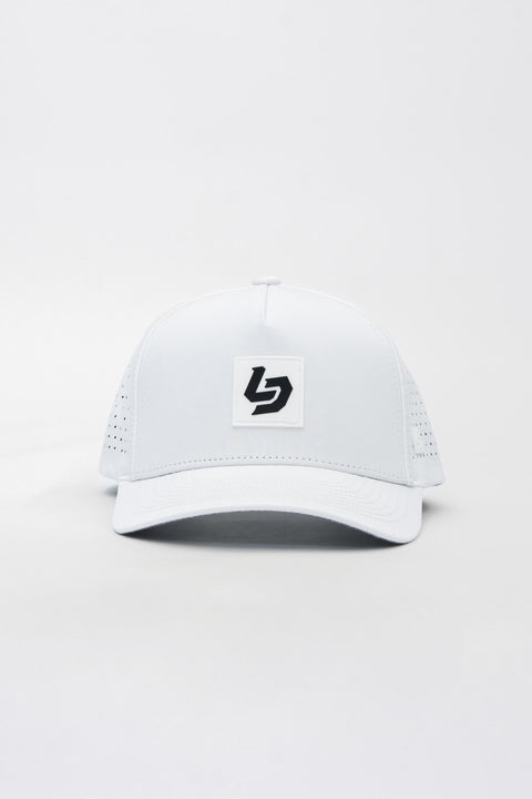 Locked Down Brands Premium Water Resistant ICON LD Snapback - White | Front View