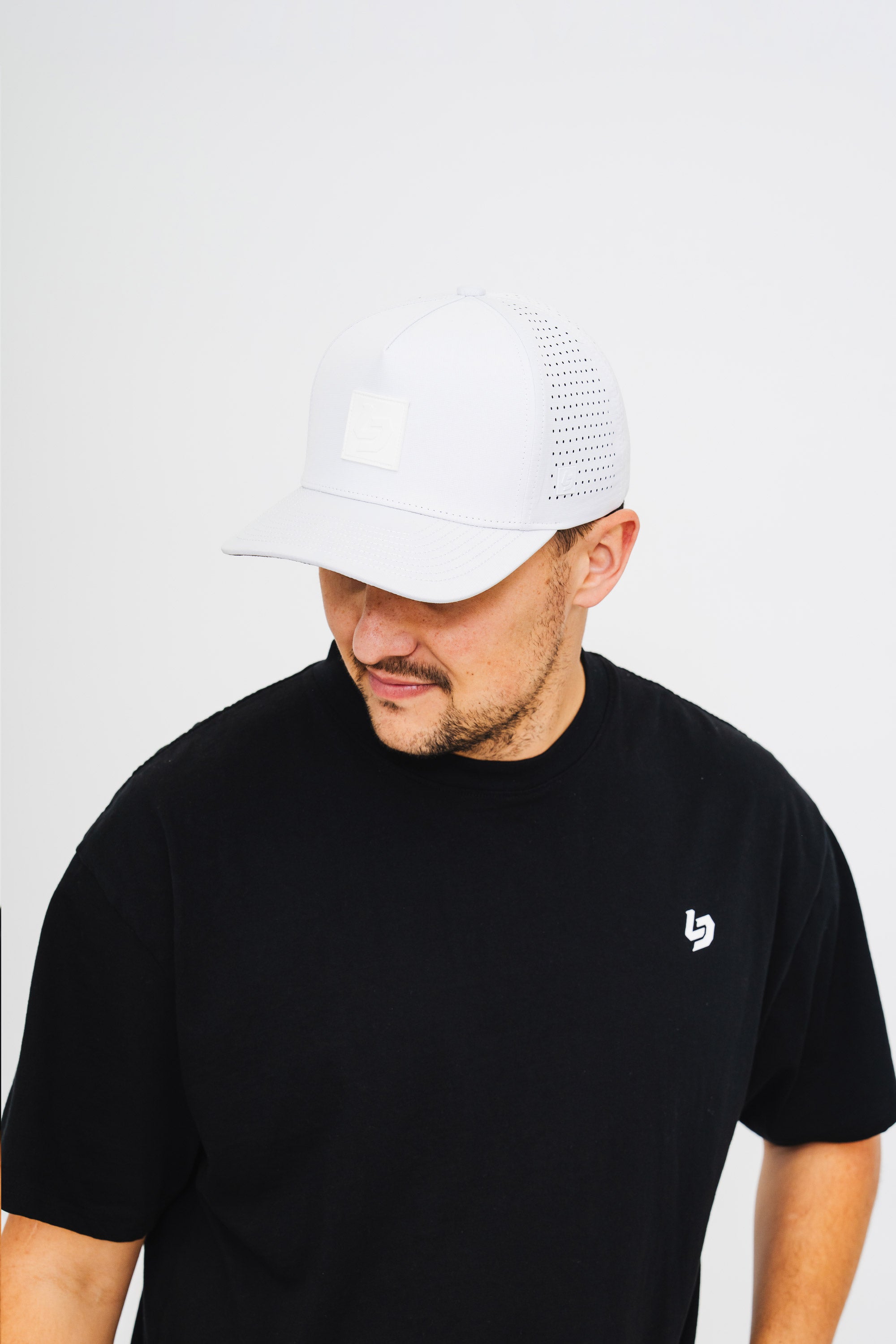 Locked Down Brands Premium Water Resistant ICON LD Snapback - White/Black