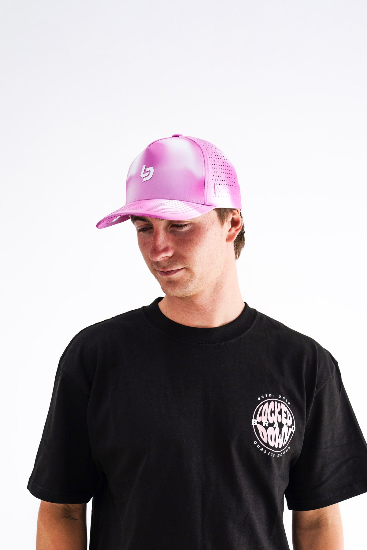 Locked Down Brands Premium Water Resistant ICON Stamp Snapback - Pinkwash