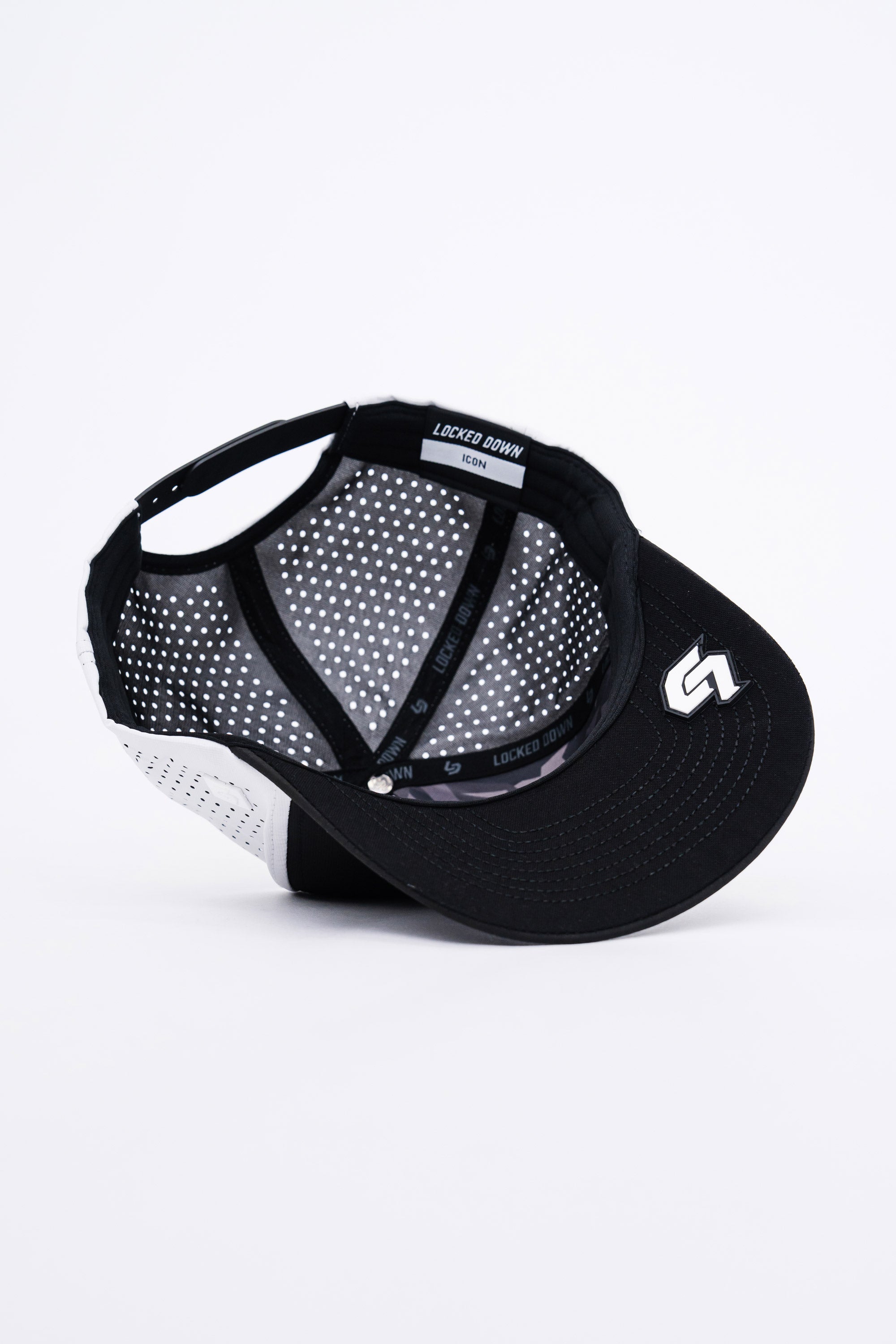 Locked Down Brands Premium Water Resistant ICON Stamp Snapback - Black/White
