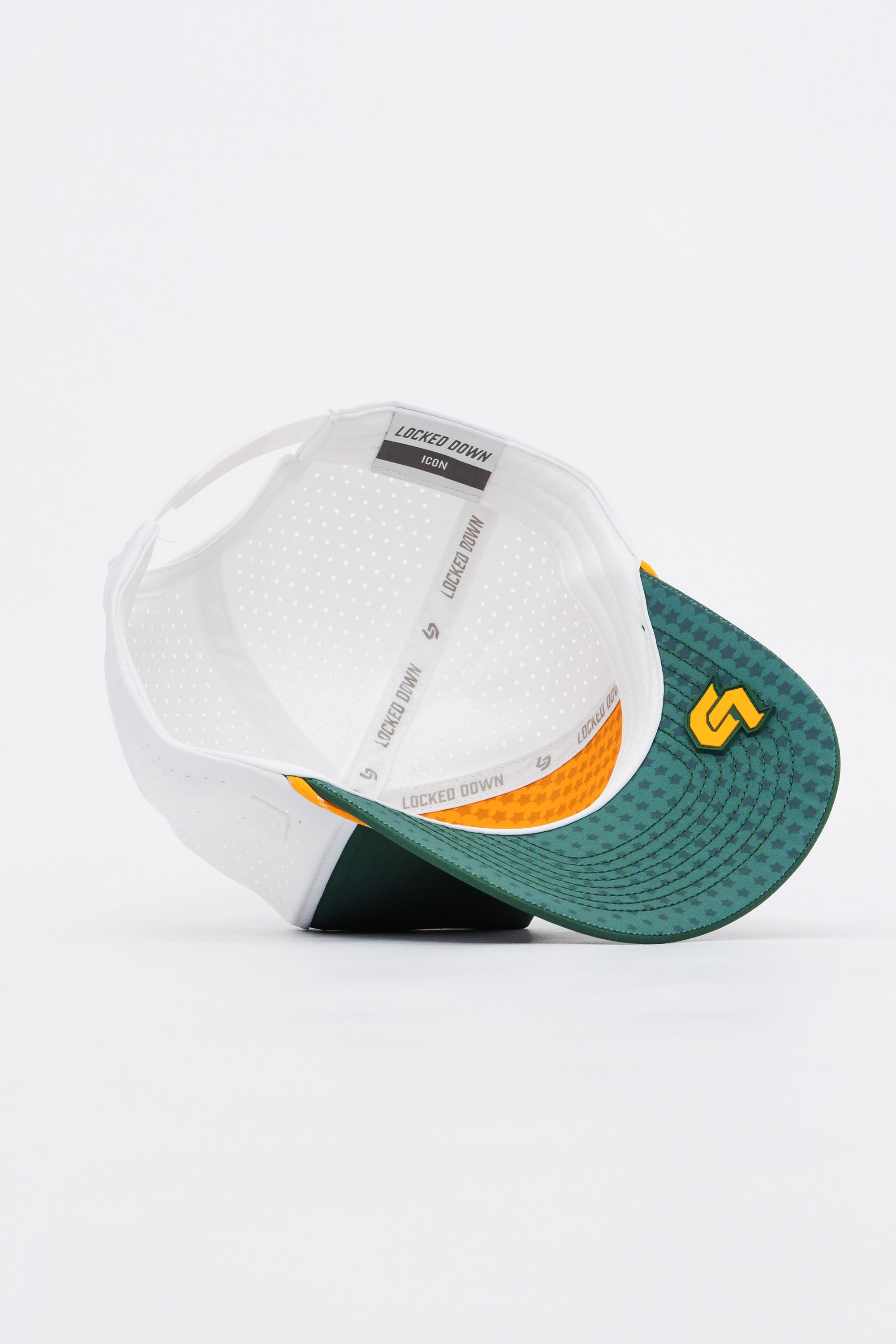 Locked Down Brands Premium Water Resistant ICON Stamp Snapback - Green/Gold