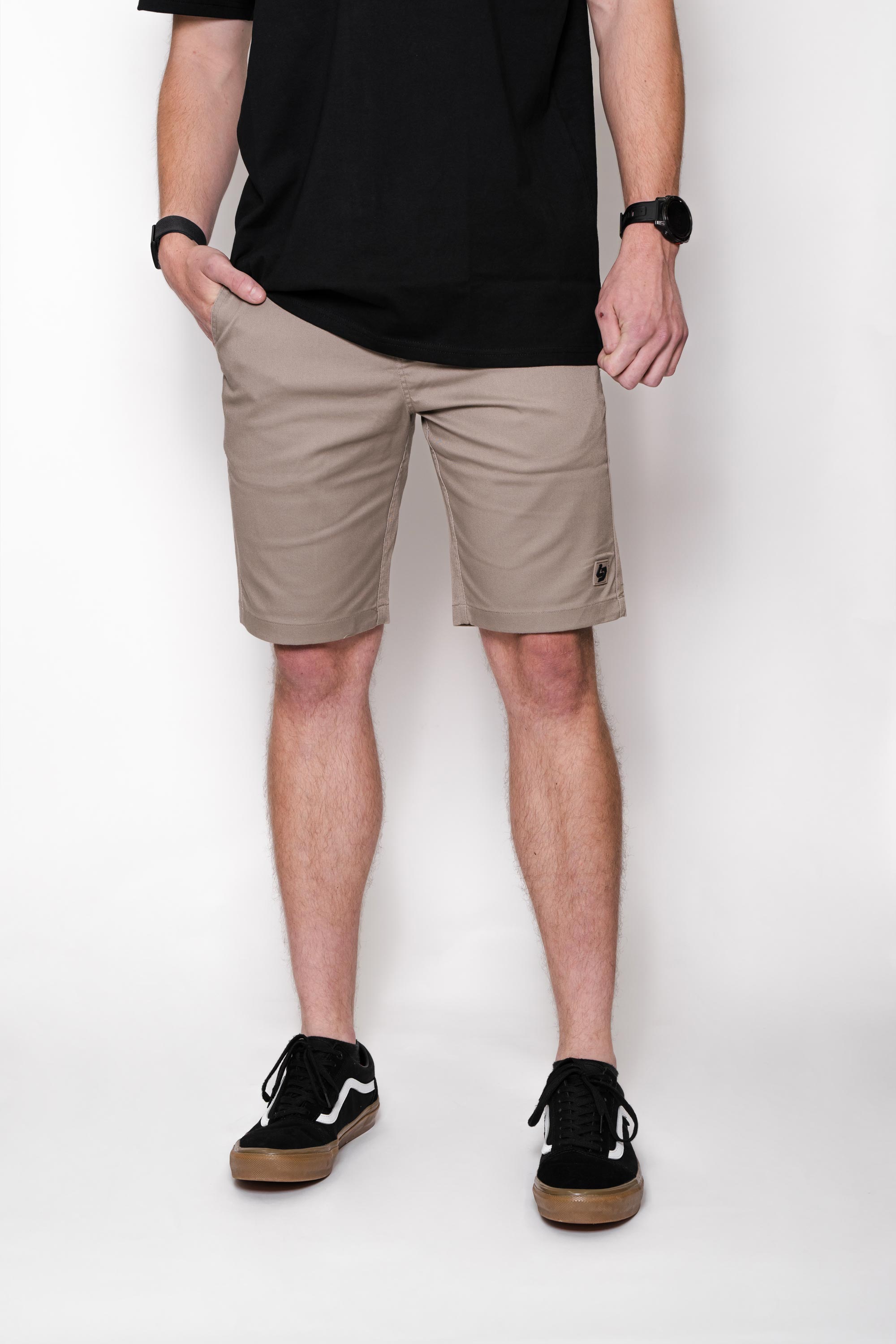 Locked Down Brands Premium Track Short - Khaki | Full View