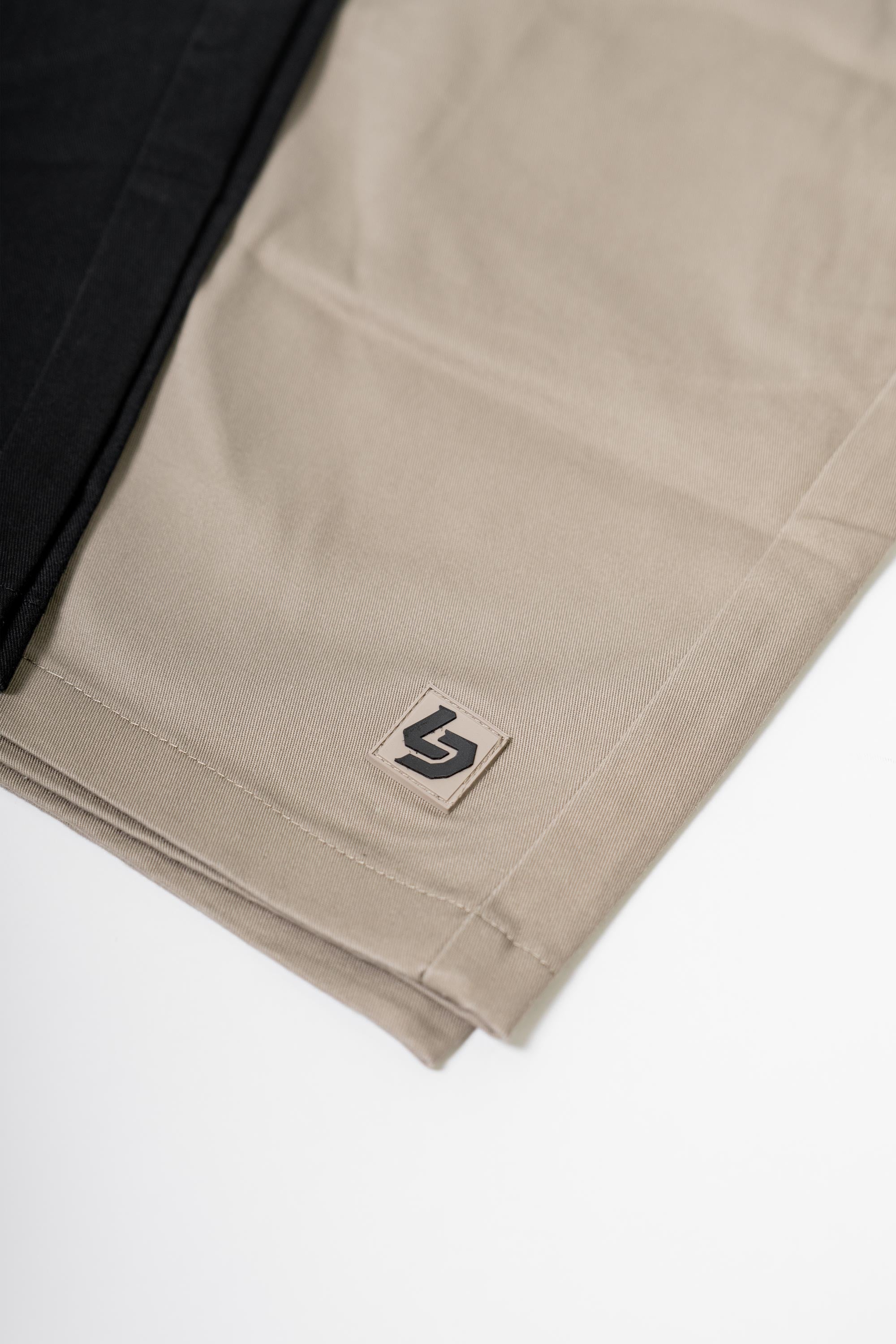 Locked Down Brands Premium Track Short - Khaki | Logo View