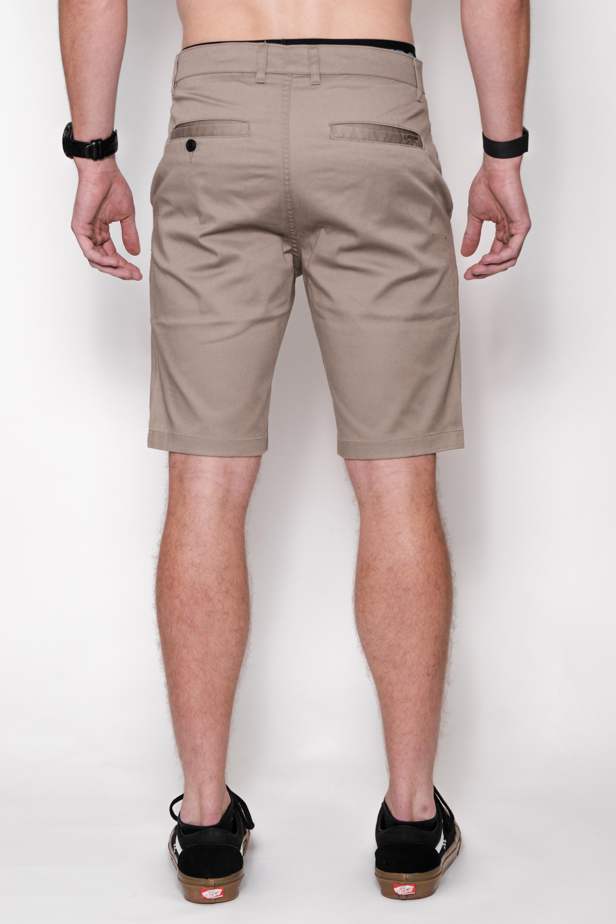 Locked Down Brands Premium Track Short - Khaki | Back View