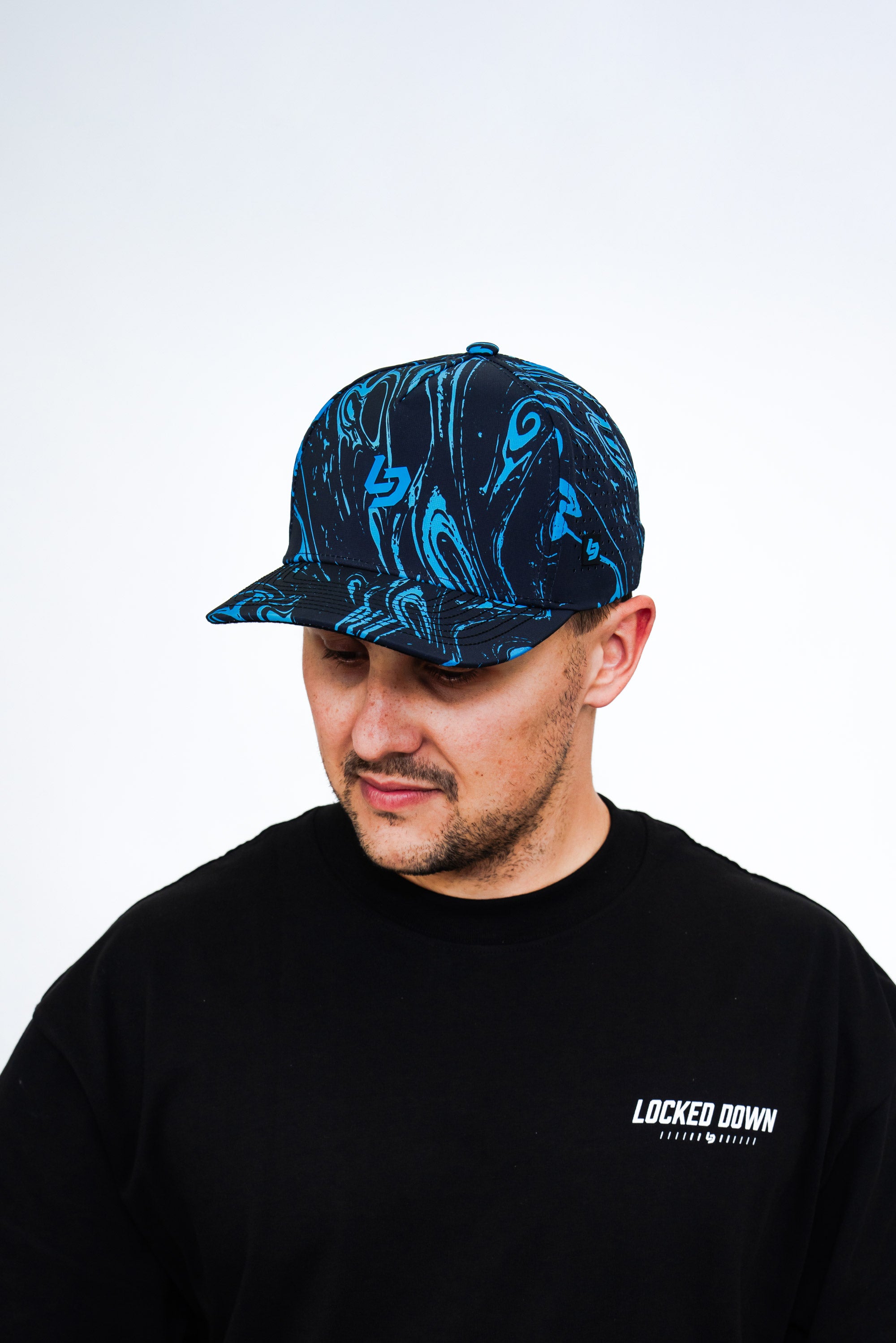 Locked Down Brands Premium Water Resistant ICON LD Limited Snapback - Blue Acid