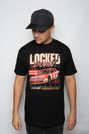 Locked Down Brands Premium Cotton  Locked Down Racing Season 1, Round 2 T-Shirt - Black | Front View 2