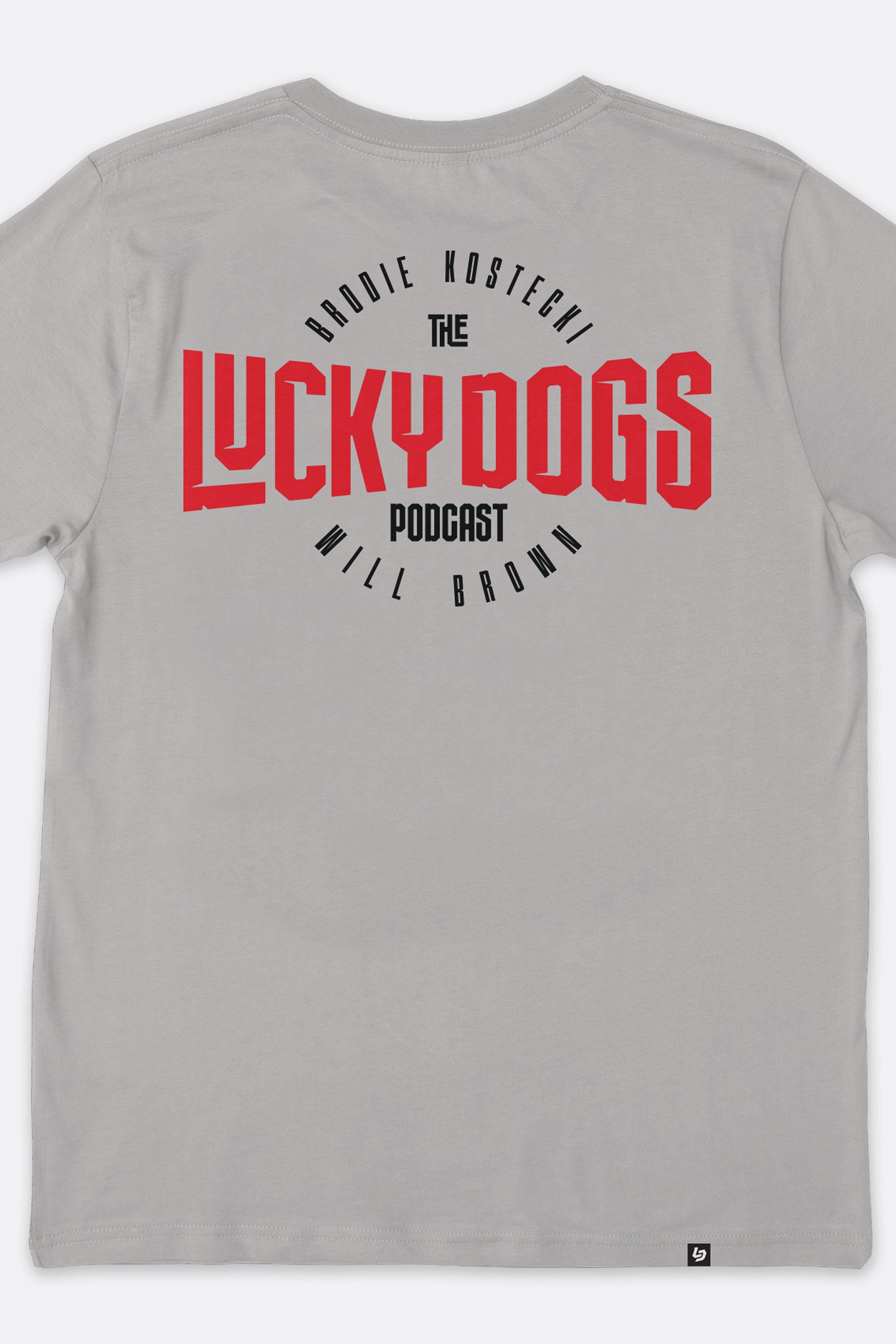 Locked Down Brands Premium Box Fit Lucky Dogs Collaboration Tee - Ash Grey