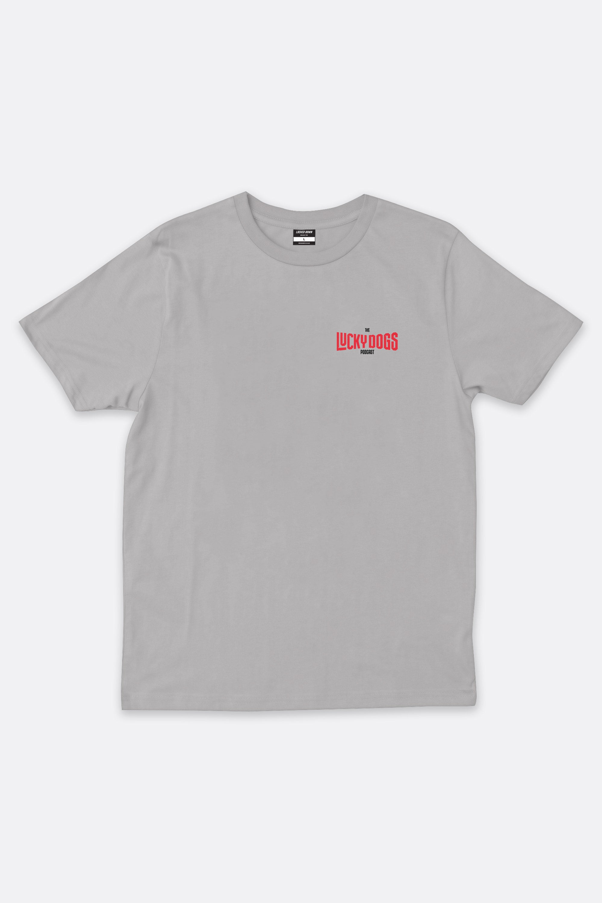 Locked Down Brands Premium Box Fit Lucky Dogs Collaboration Tee - Ash Grey