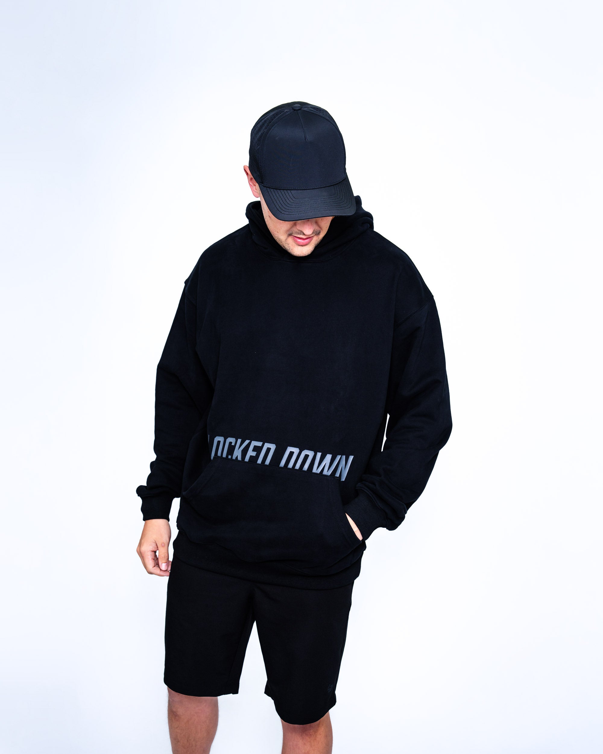 Locked Down Brands Premium Oversized Split Hoodie - Black