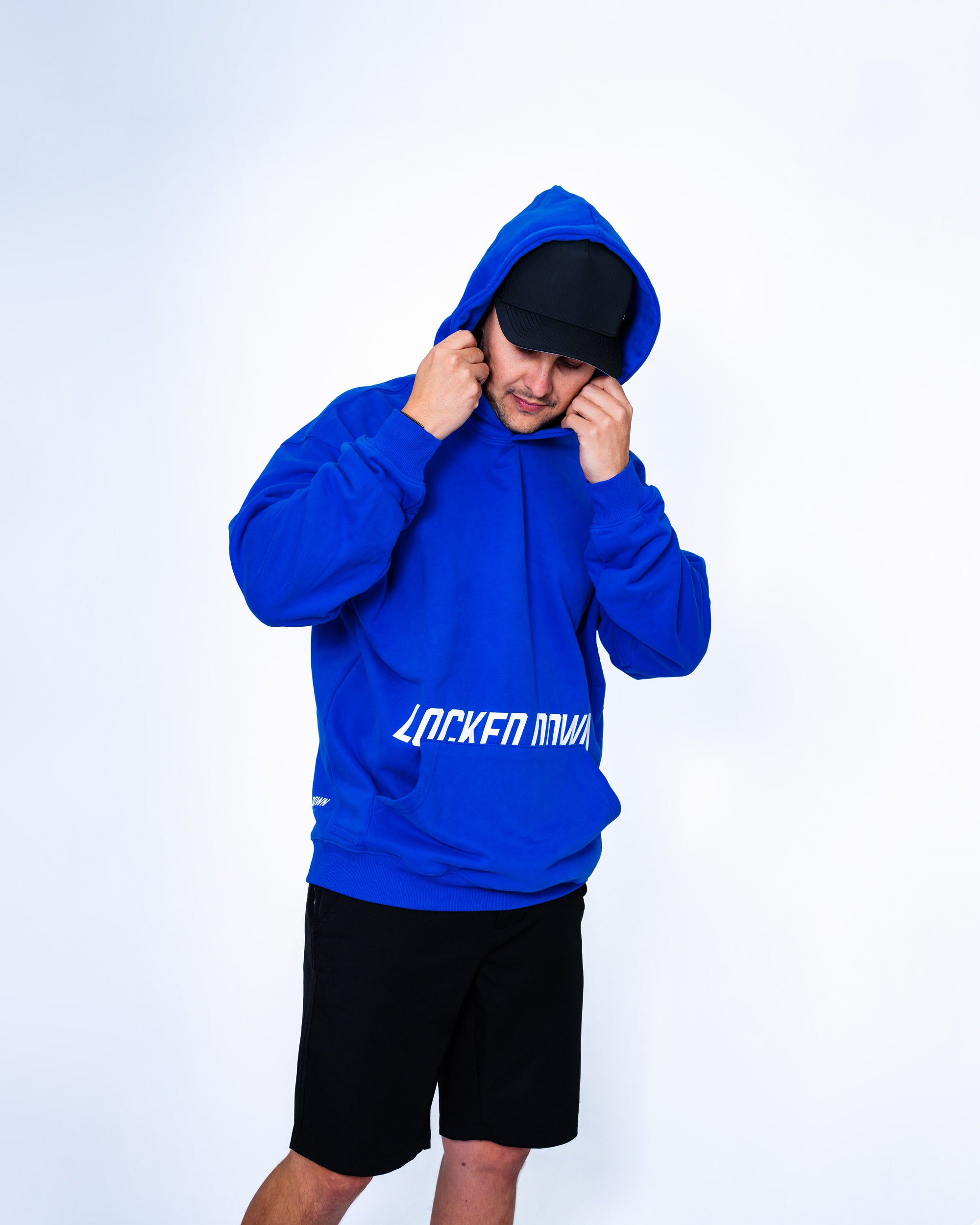 Locked Down Brands Premium Oversized Split Hoodie - Cobalt