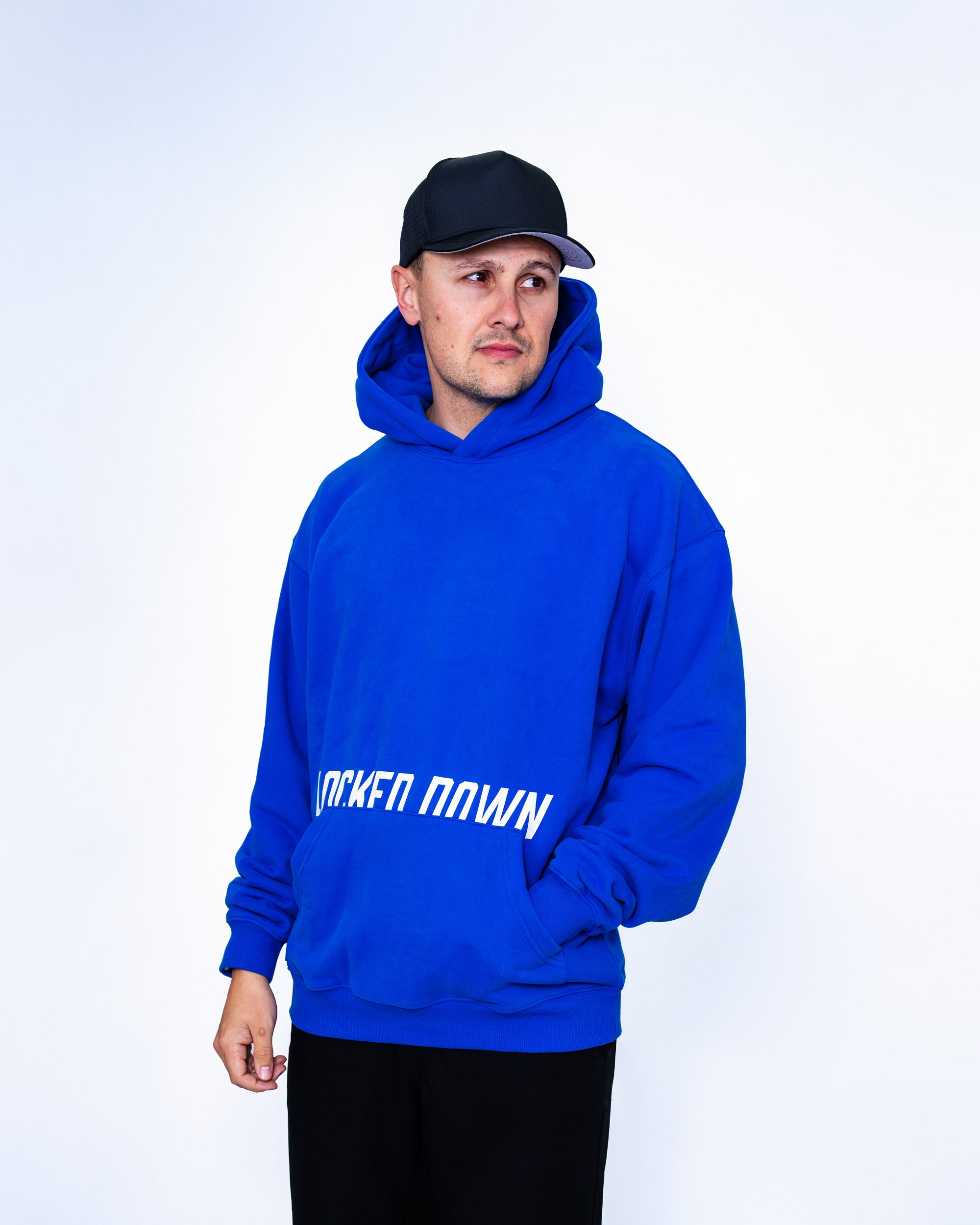 Locked Down Brands Premium Oversized Split Hoodie - Cobalt