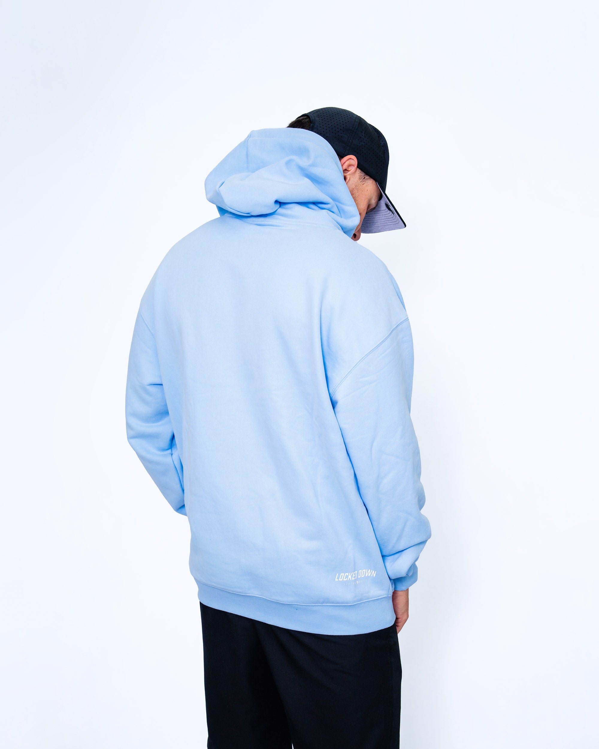 Locked Down Brands Premium Oversized Split Hoodie - Pale Blue