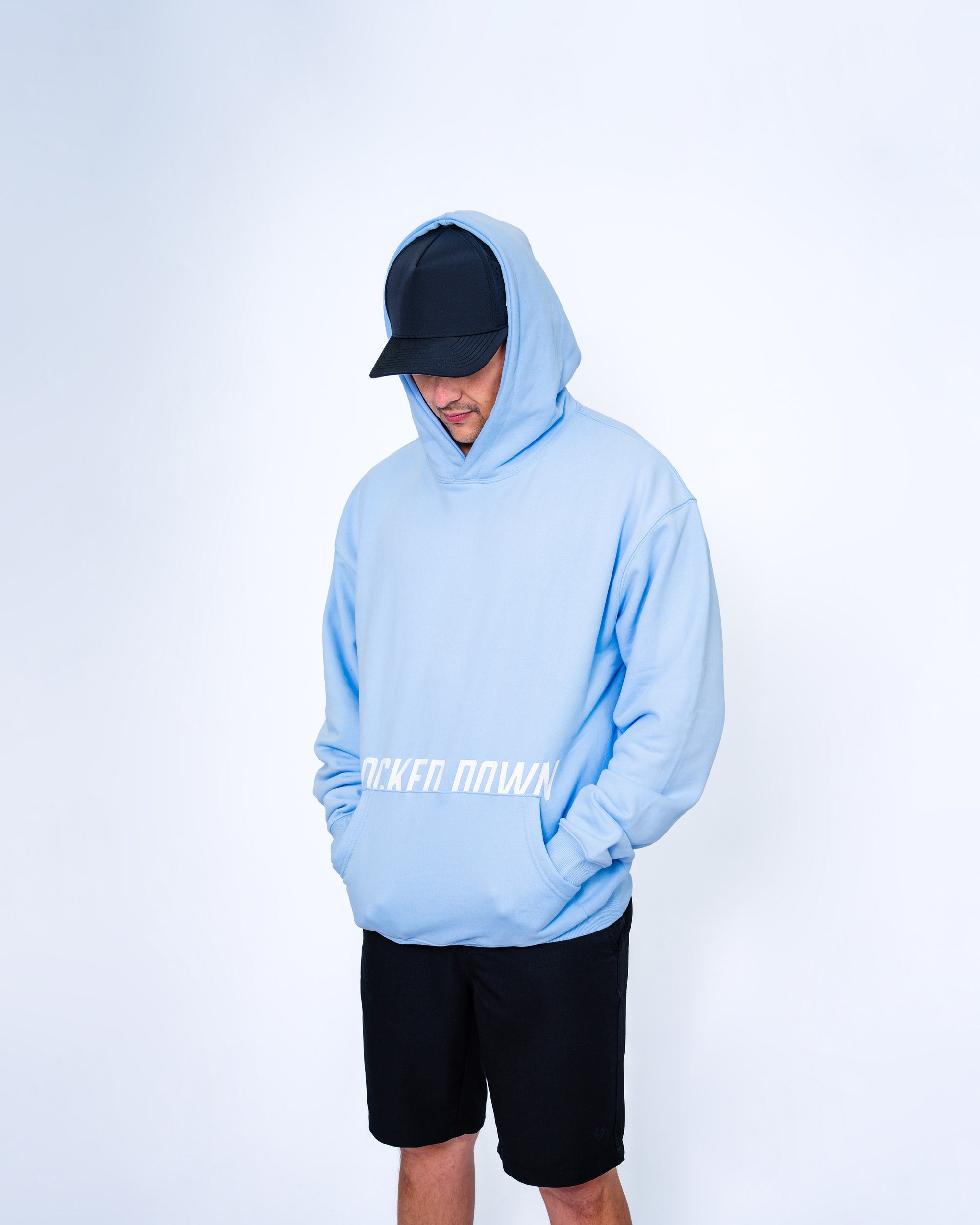 Locked Down Brands Premium Oversized Split Hoodie - Pale Blue