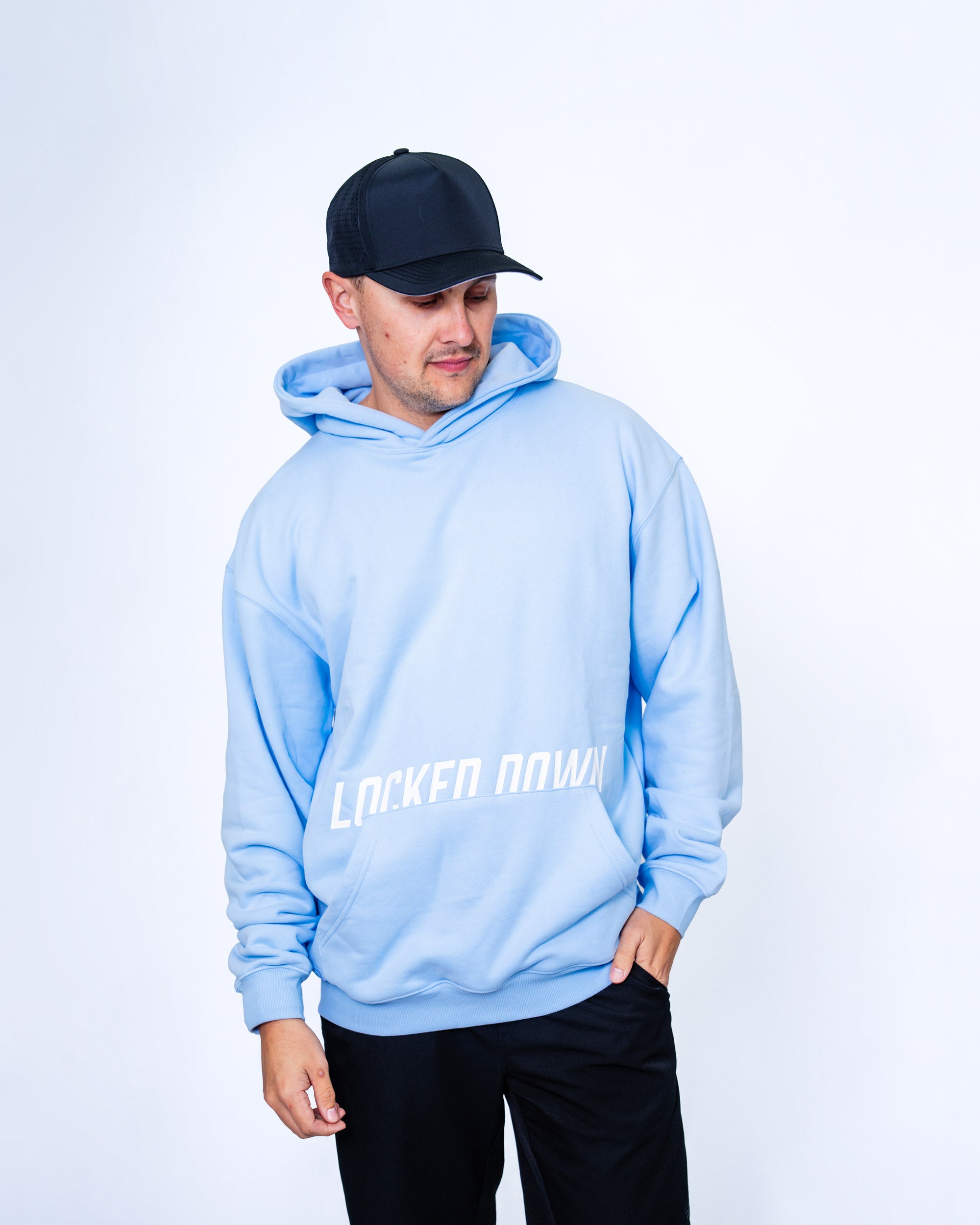 Locked Down Brands Premium Oversized Split Hoodie - Pale Blue