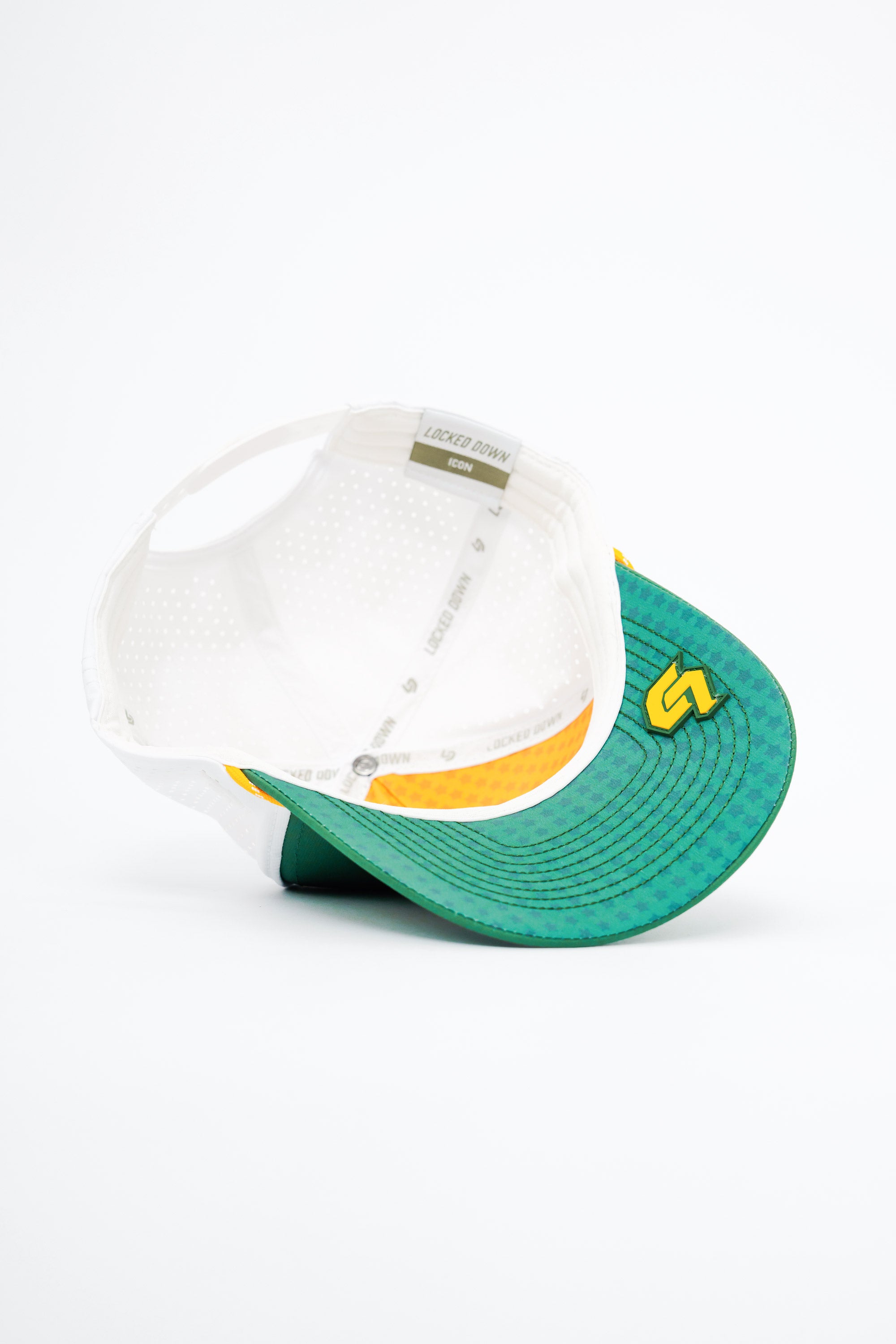 Locked Down Brands Premium Water Resistant ICON Stamp Snapback - Green/Gold