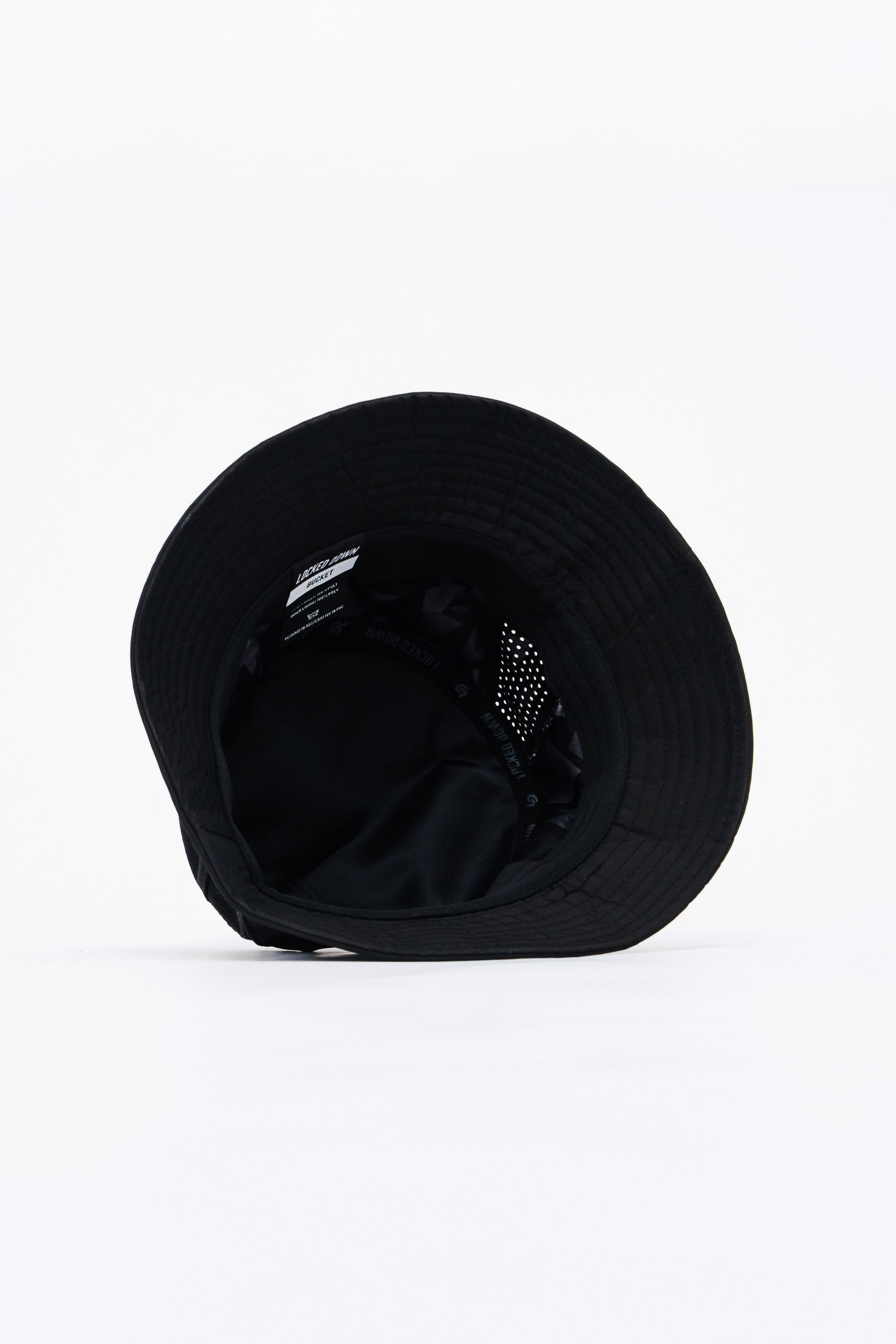 Locked Down Brands Premium Water Resistant Stamp Bucket Hat With Laser Holes - Black