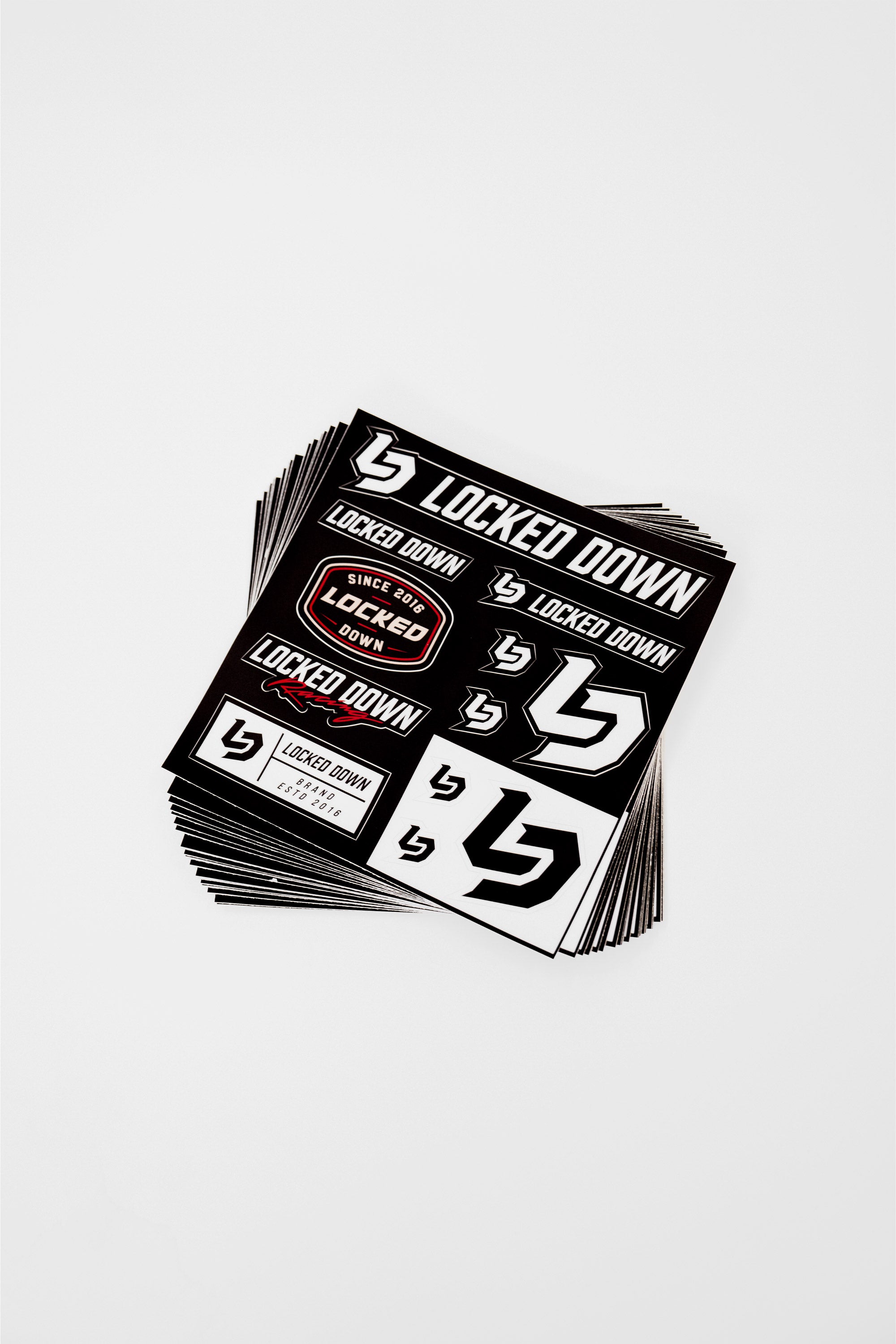 Locked Down Brands Premium Sticker Sheet | Real View