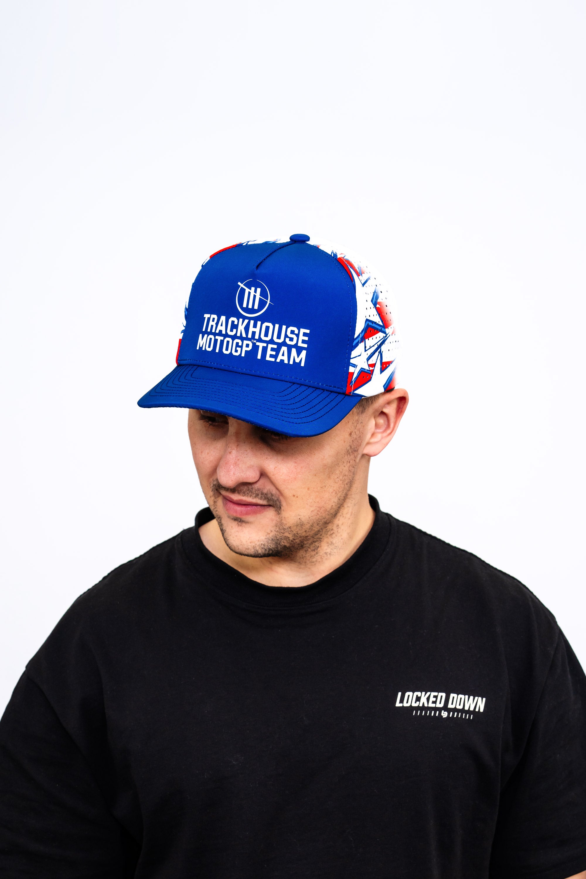 Locked Down Brands Premium Water Resistant ICON Snapback in Collaboration with Trackhouse MOTOGP and the USA GP in Texas.
