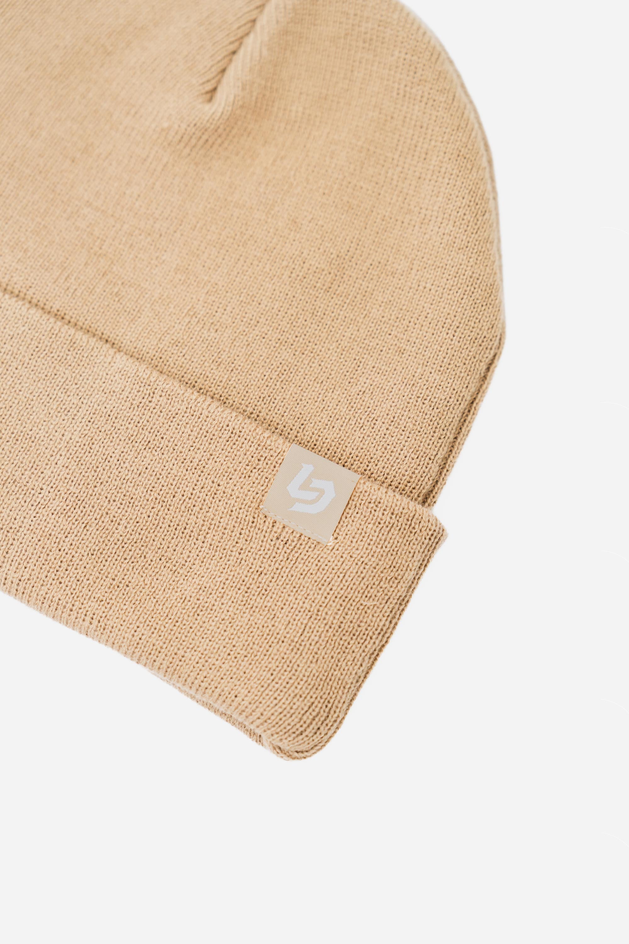 Locked Down Brands Cuff Tag Beanie - Dune | Close View